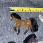Vintage   Flocked Felt Horses Real Hair 3  Figures Lot Of 6