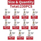 230pcs M4 m5 m6m8 m10 Threaded Hex Drive Insert Fixing Wood Screw Inserts Nuts