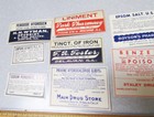 Vintage Pharmacy Store Unused Labels Set Of 10 All Different  1880s-1940s Mixed