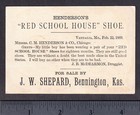 Bennington Ks 1800s Red School House Henderson Shoe Teachers Pet Poem Trade Card
