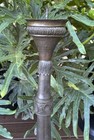 Antique 18th Or 19th Century Pressed Brass Pricket Candlestick W  Wood Log Core