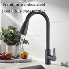 Kitchen Sink Faucet Brushed Nickel Single Handle Swivel Pull Down Sprayer Mixer
