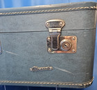 Vintage Monarch Luggage Blue Train Case Cosmetic Travel Bag Mid-century Mcm