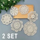 12x 6-10  Vintage Hand Crochet Lace Doilies Round Placemats Flower Doily Wedding