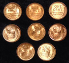 Set Of 8  Bu 1941-d  50-s  53-s  54-d  54-s  55-p  55-d  55-s Lincoln Cents