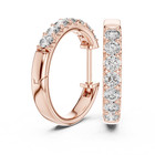 14k Yellow Gold Classic Lab Grown Diamond Row Huggie Hoop Earrings