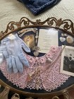 Large 24    Vintage Southern Lady Memento Shadow Box Convex Glass Metal Frame