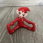Vintage Red Pixie Elf Ceramic Sitting Christmas Figurine Whimsical