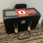 Vintage 70s Custom Camera Bag With Vintage Band Stickers Red Fabric Inside 13x6