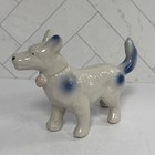 Vintage Porcelain German Shepherd Or Collie Dog Figurine Blue White Japan