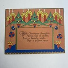 Vintage Early Mid Century Christmas Greeting Card Flat One Side Trees Candles