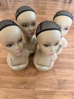 Lot Of 4 Female Wig Display Mannequin Heads  Beige Plastic With Mesh Caps