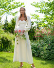 Elegant White Ivory Wedding Dresses With Long Sleeves A Line Simple Bridal Gown