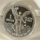 1989 Mexico Proof Libertad 1 Onza Troy Ounce  999 Fine Silver Coin W  Dot Rare