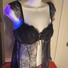 Victoria s Secret Dream Angels Black Floral Lace Camisole W  Bow Accent L