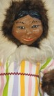 Vtg Handmade Alaskan Inuit Eskimo Doll Real Fur   Leather Hand Carved Wood Face