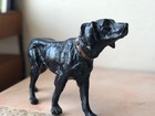 Antique Cast Iron Black Retriever Pointer Dog Figurine Doorstop  tail Detached 