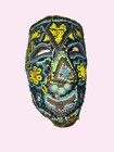 Huichol Mexican Folk Art Wall Art Beaded Tribal Face Mask