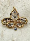 Antique French Edwardian Gold Plated Brooch - Signed Oria - Art Nouveau - 3 2cm