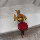 Victorian Sewing Bird Hemming Clamp Pin Cushion Antique Vintage Brass gold Tone