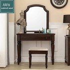 Oak Wood Vanity Stool  Modern Makeup Dressing Stool With Concave Seat Surface   