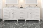 92  White Double Bathroom Vanity Cabinet Cultured Marble Countertop Square Sinks