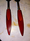  bakelite Catalin 9-pc Cherry Red   Butterscotch Inlaid Flatware 1930 s 