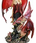 Ebros Red Fairy Dragon Figurine 8 h Pixie Fire Fairy W  Chained Dragon Figurine
