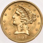 1907-d  5 Pcgs Ms64 Half Eagle Liberty Head Gold Denver Mint