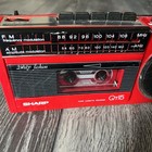 Vintage Rare Sharp Qt-15 Stereo Radio Cassette Recorder Red 