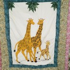 Handmade Giraffe Family Quilted Baby Blanket Floral Border Nursery 53x44 Toddler