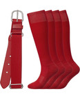 Youth Adjustable Baseball Belt   3 Pair Socks Red New Little League