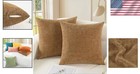 Set Of 2 Luxury Chenille Throw Pillow Covers 18x18 - Apricot Brown Elegance