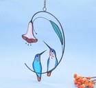 Hummingbird With Flower Stained Glass Suncatcher Bird Stained Glass Window