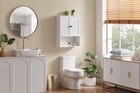 Wall Mount 2 Door Bathroom Storage Cabinet W  Adjustable Open Shelf Organizer