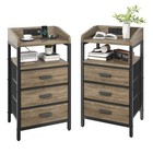 2pcs Nightstand End Table Side Table With 3 Fabric Drawers 2 Usb Ports Outlets