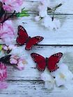 12 Large Feather Red Monarch Butterflies 5inch- Artificial Red Butterfly Picks