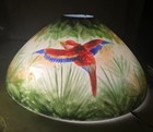 Vintage Reverse Handpainted Glass Lamp Shade Parrots  Jungle 15 1 2 