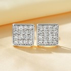 Zirconia Stud Earrings For Men Women  14k White Gold Plated
