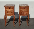 Pair Of Antique French Provincial Louis Xv Nightstands Side Tables W Marble Top