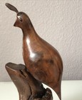 Vintage Quail Folk Art Carved Wooden Figurine On Base 12   x5   