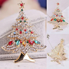 Christmas Tree Colorful Ornaments Crystal Rhinestone Pin With Gold Bag - Video