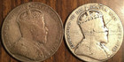 1904 1909 Lot Of 2 Newfoundland Silver 50 Cents Coins