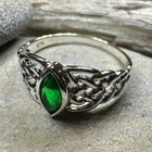 Celtic Knot Ring Statement Wiccan Pagan Irish Scottish Green 925 Ladies Ring