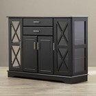 Black Wooden Buffet Server Storage Cabinet Dining Sideboard China Hutch Cupboard