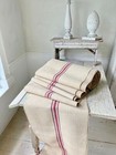Vintage Stair Runner Rug Heavy Hemp Grain Sack Fabric Antique Homespun Linen Th