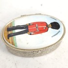London Guardsman Enamel Silver Pill Box Engraved Enamel Porcelain England Palace