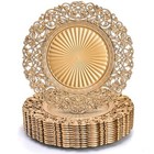  Gold Charger Plates Set Of 12  13  Round Plastic Dinner Chargers  Decorative 