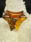 Triple Crescent 3 Moon Goddess Wiccan Amber 925 Sterling Silver Ring 11 08 Grams