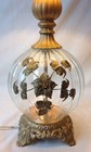 Vintage Hollywood Regency Glass Table Lamp Gold Ormolu Flowers Night Light Base